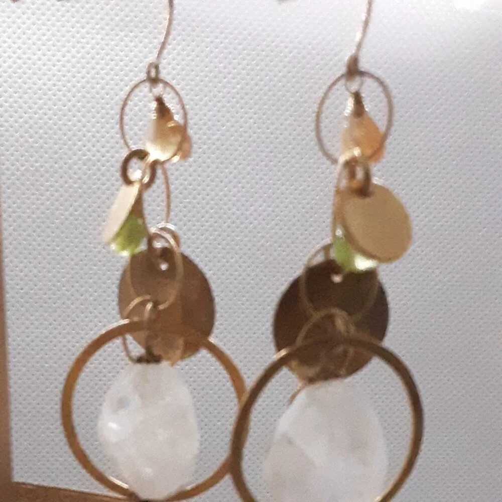 CLOSET SALE!!  New Boho chic gold tone dangle earrings Designed by Nina Nyugen - Picture 11 of 13